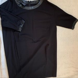 LORD + TAYLOR : Black Dress with Faux Leather Trim